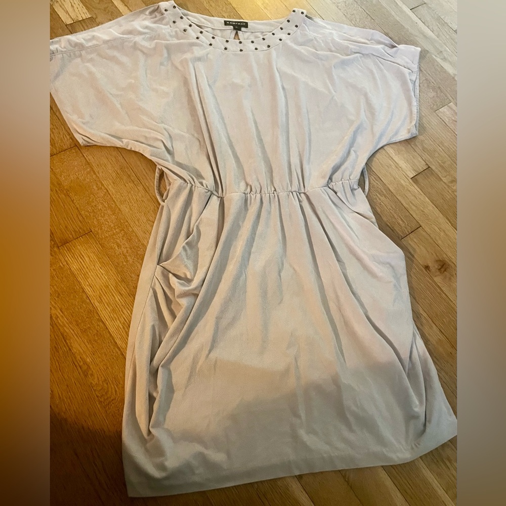 Suede Cold-Shoulder Dress w/Pockets Sz XL